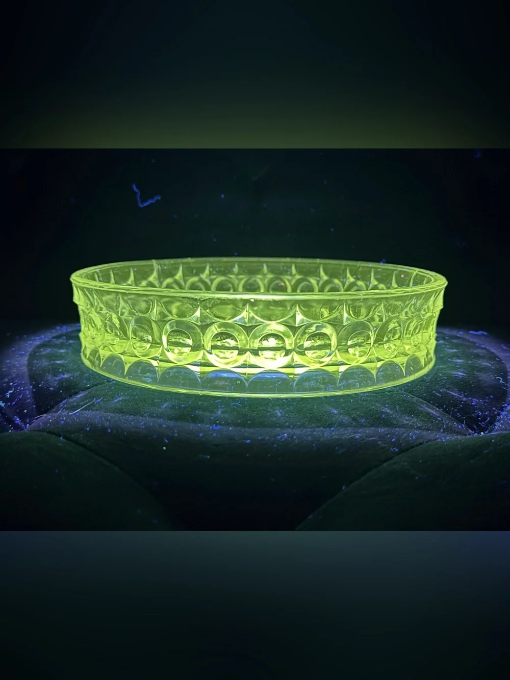 Vintage “Glow Glass” Beautifully Intricate Trinket/Candy Dish
